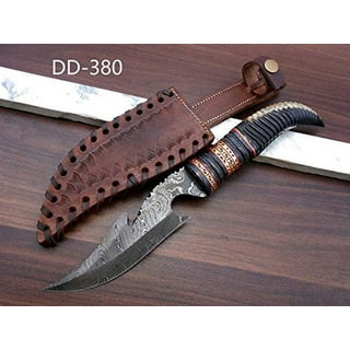 9 inches Long Hand Forged Trailing Point Gut Hook Skinning Knife Blade, Knife  Making Supplies, Damascus Steel Blank Blade Pocket Knife with 3 Pin Hole,  3.75 inches Cutting Edge, 4 Scale Space 