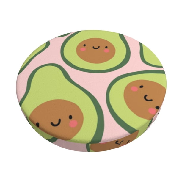 Disketp Cute Avocado Funda Redonda para Taburete, Funda de Cojín para Silla de Bar Suave y Elástica-14 inch