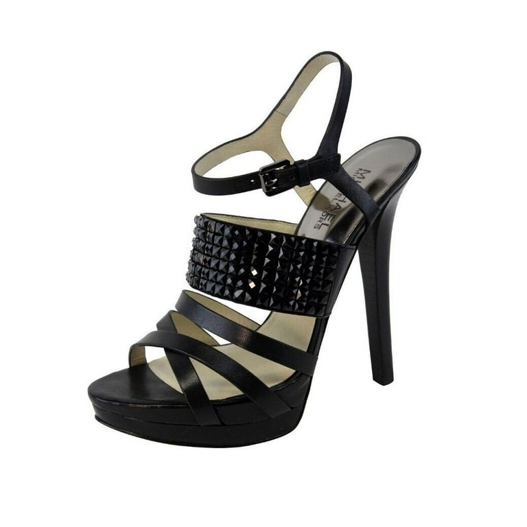 Michael Kors Arabella Black Studded Leather Sandals Open Toe Platform 9.5 M New