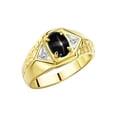 thumbnail image 4 of Rylos  Yellow Gold Plated Silver Classic 7X5MM Oval Black Star Sapphire & Sparkling Diamond Ring - Birthstone Jewelry for Men -Size 13, 4 of 7