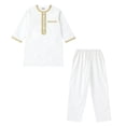 thumbnail image 2 of Kwasome Outfits For Boys Girls Round Long Sleeves Robe Suit Ational Middle Teenage Embroidered Robe Suit Arab Children'S Wear Out Wear White Daily Wear 13-14 Years, 2 of 6