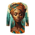 thumbnail image 5 of Wancir Black History 3/4 Sleeve T-Shirts for Women African Shirts Crew Neck Black History Month 3/4 Sleeve 2024 Blouses Top, 5 of 5