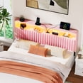 thumbnail image 4 of Greenstell King Size Adjustable Storage Headboard Only - Modern Upholstered Head Board with LED Lights, Charging Station & Soft Padding, Pink, 4 of 6
