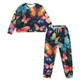 thumbnail image 4 of Yuyamidu Colorful Butterfly Nightwear for Women Breathable Clothing Pajama Pants Matching Set of 2 Casual Long Sleeve Sleepwear Size M Soft Sleep Sets for Jogger Yoga Walking, 4 of 7