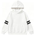 thumbnail image 4 of Vmberlty Hoodies for Girls 2-14 Years Old, Striped Sleeve Pullover Hoodie with Kangaroo Pocket, Loose Drop Shoulder Kids Casual Sport Sweatshirts, 4 of 6