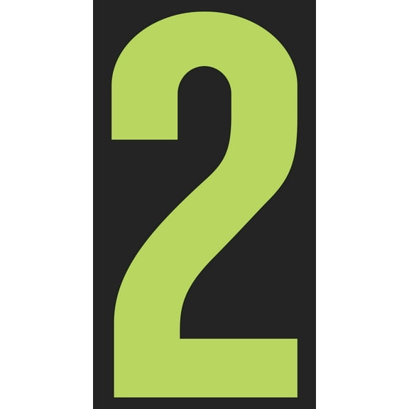 SSWBasics 5 1/2" Windshield Numbers And Symbols - Neon Green/Black - "2" - 3ʺW x 5 1/2ʺH - Pack of 12