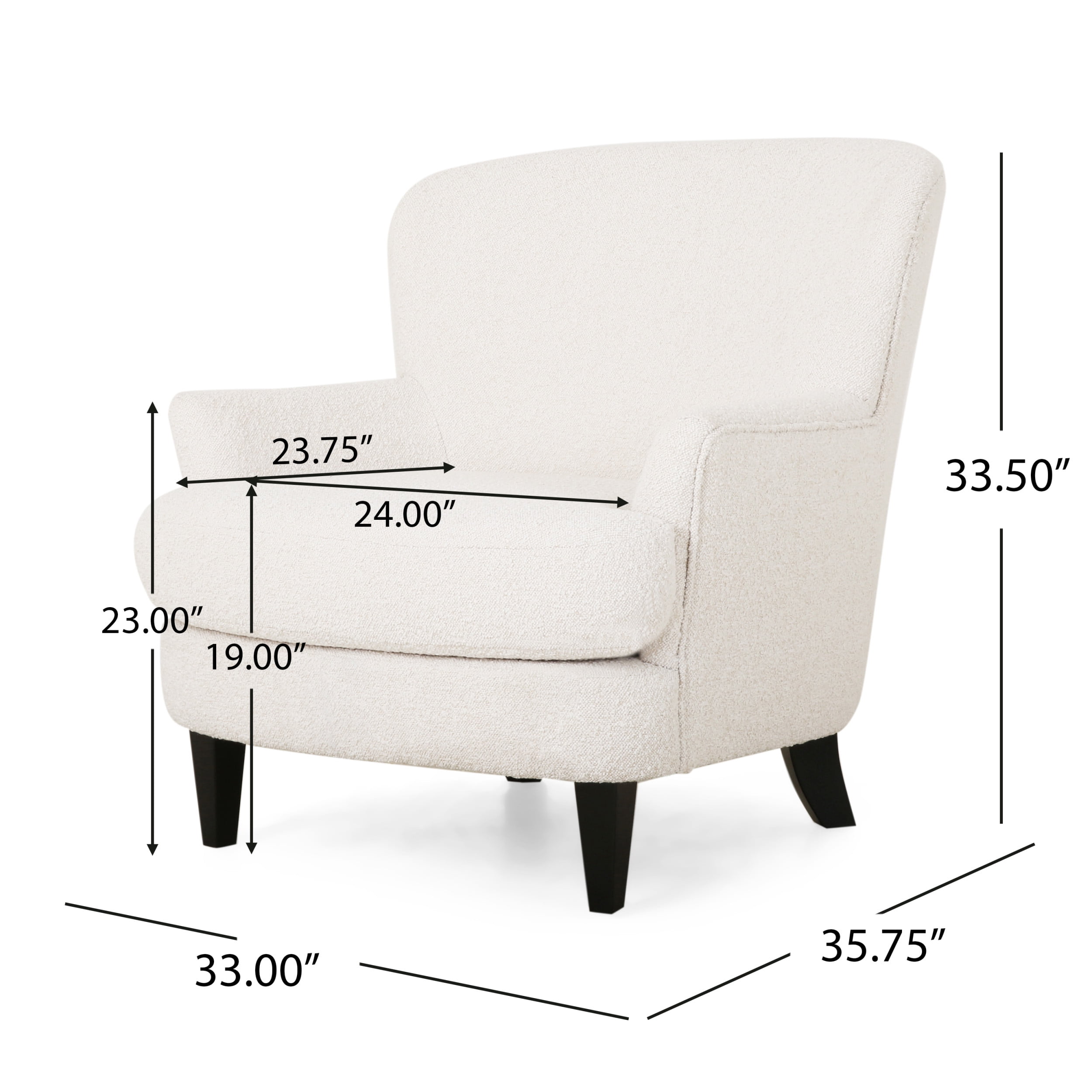 Noble House Willey Boucle Upholstered Club Chair, Almond and Matte Black
