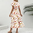 thumbnail image 6 of LOVZFMLL Summer Dresses for Women 2025 Elegant Classy V Neck Belted Wrap Maxi Dress Swing Flowy Floral Boho Sundress Wedding Guest Dress Red B L, 6 of 7