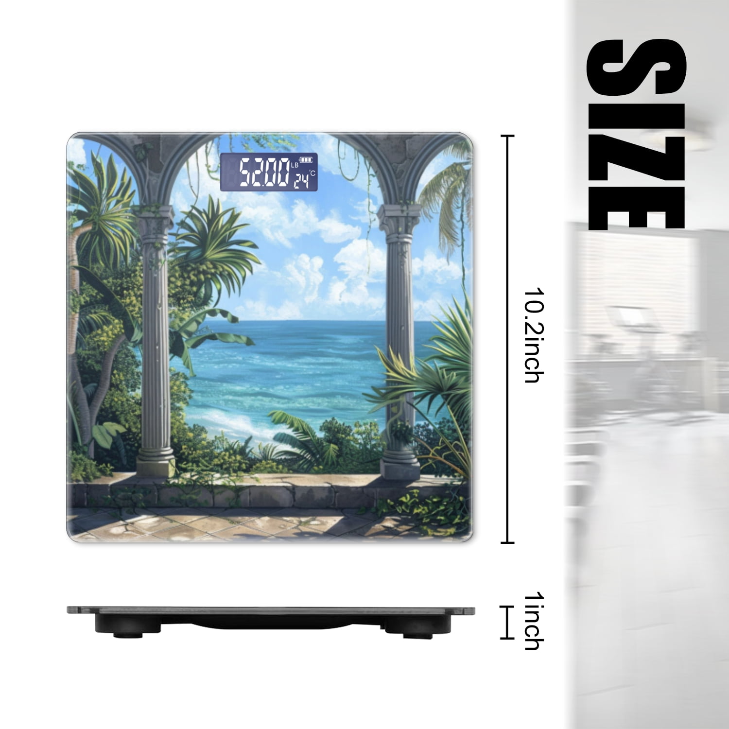 High Precision Body Weight Scale Smart Bathroom Scales with Large LCD Display(400lbs),Decorative for Bedroom-Beautiful Tropical Garden With Columns And Arches Overlooking The Ocean