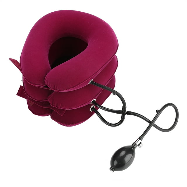 Dispositivo de tracción cervical inflable, ligero y portátil en forma de U (rojo)