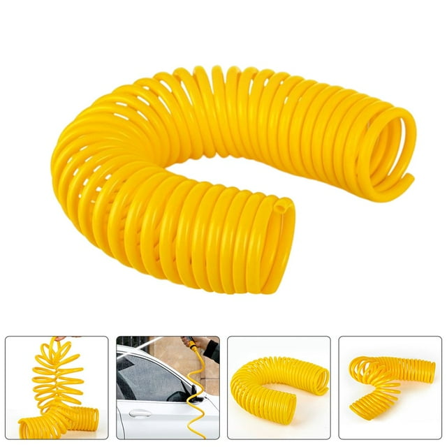 LNGOOR Yellow EVA Coiled Garden Hose for Home with Automatic Retraction and ft