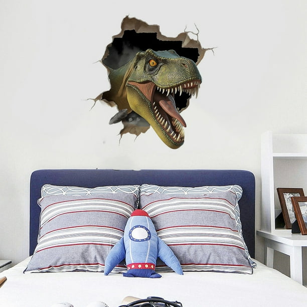 Adhesivos de pared 3D de dinosaurio roto con efecto de pared, PVC, 30 x 60 cm