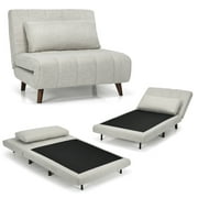 Costway Convertible Sofa Bed 3 Position Folding Sleeper Chair w/ Pillow Beige