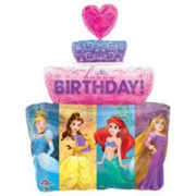 28" MULTI-PRINCESS CAKE Balloon • Large Foil Mylar Balloon • Party Supplies Decorations Foil Mylar Balloon