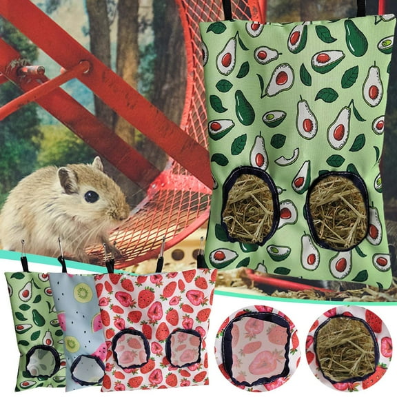 Guinea Pig Feeder Bag | Hanging Small Animal Feeder Sack with 2 Holes & Metal Buckles - Foldable Storage Hay Rack for Guinea Pigs, Rabbits, Hamsters, Chinchillas | 9.84 x 1.57 x 11.02 in | 1 Pack