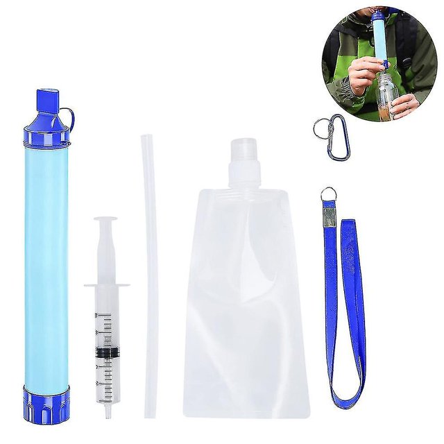 Filtro de agua de paja personal Filtración de porta al aire libre Equipo de supervivencia de emergencia Soluciones de agua Equipo táctico Compatible con senderismo Accesorios para
