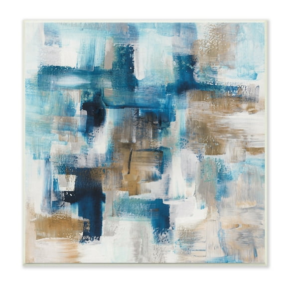 Stupell Industries Dynamic Blocked Blue Square Brushstrokes Modern Design Painting Unframed Art Print Wall Art, Design by Stella Chang