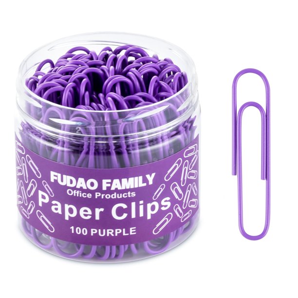 Sujetapapeles FUDAO FAMILY jumbo morados de 5 cm, 100 piezas