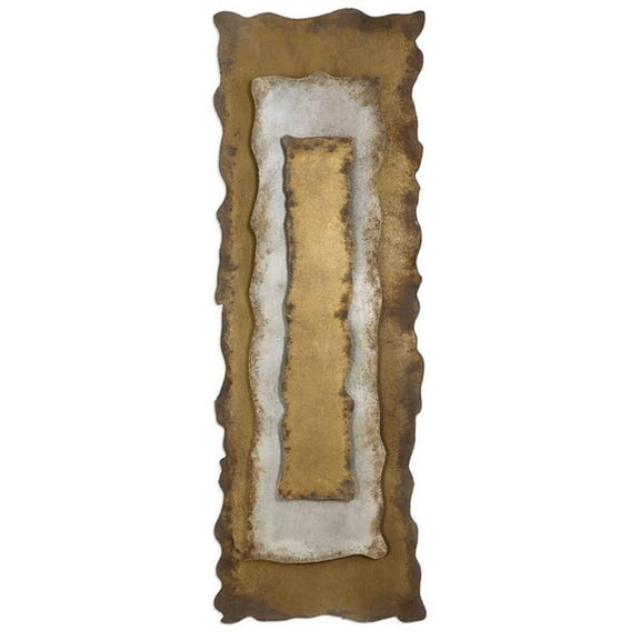 Maklaine Contemporary Metal Wall Panel in Gold and Silver Finish