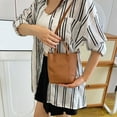thumbnail image 6 of Women's Shoulder Bag | Casual Handbag Messenger Purse | Adjustable Strap Crossbody Tote | PU Leather | Versatile Stylish Design | Fits Phone & Wallet | 17x17x5cm | Brown White Black Khaki | 1 Pack, 6 of 6