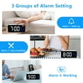 thumbnail image 3 of SZELAM Digital Alarm Clocks with Temperature Display Snooze Brightness Voice Control, 12/24hr, USB Battery Powered LED Alarm Clock with 3 Alarms for Adult Bedside Bedroom Office Travel, White, 3 of 7