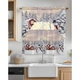 thumbnail image 2 of Christmas Kitchen Curtains Swag Valance and Tier Curtains Set 24 Inch Length, Snowflake Snowman Xmas Tree Farmhouse Rod Pocket Drape Panels Pair Swag Curtains for Bathroom/Cafe/Window, 2 of 6
