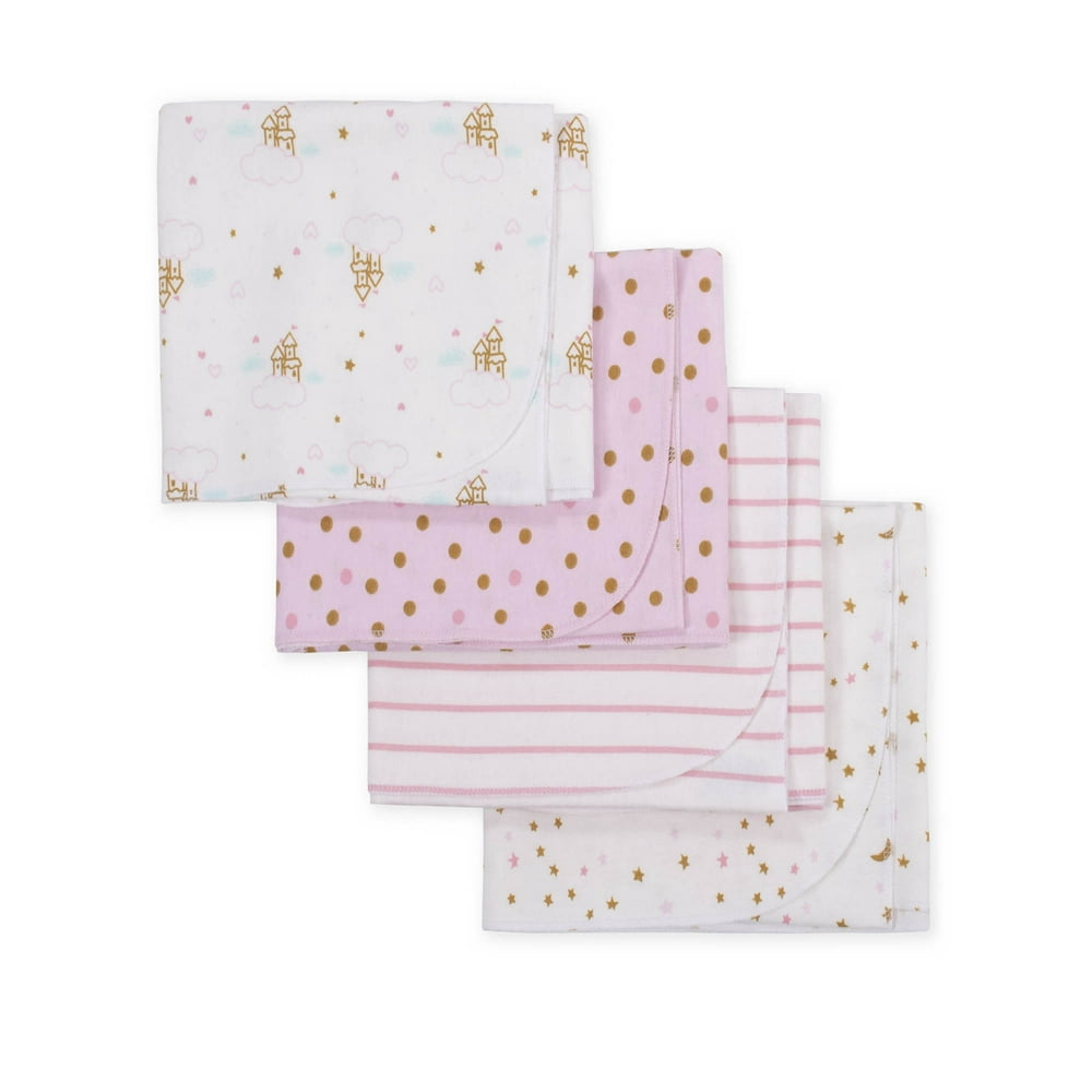 Gerber Gerber Baby Girl Flannel Receiving Blankets, 4Pack Walmart
