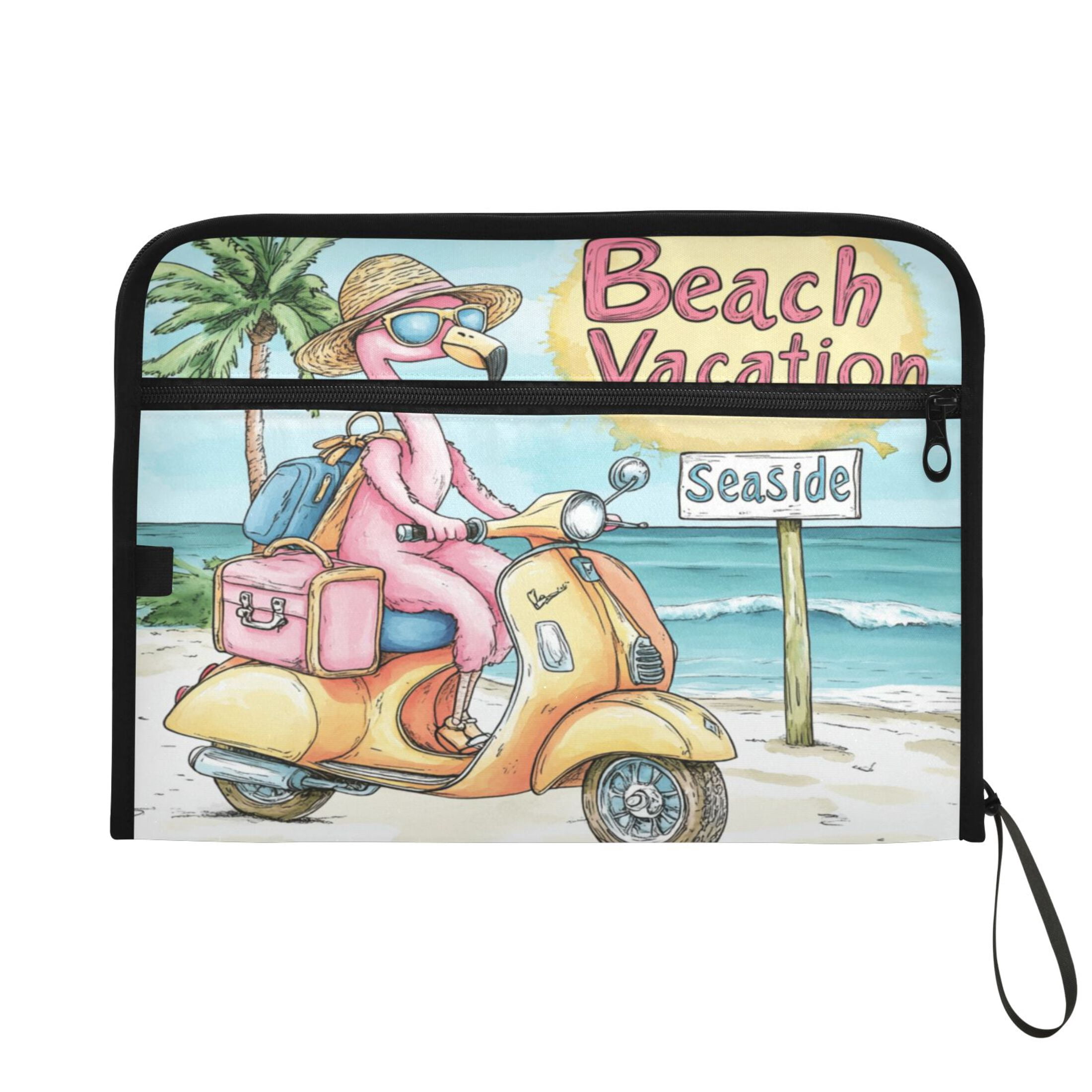 WOBOGO Cute Cartoon Flamingo Expanding File Folder Letter Size Accordion Filing Organizer 13 Pocket Separate Organ Pocket