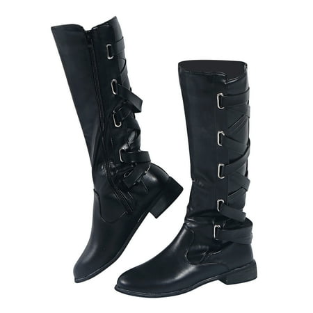 

Bnwani Shoes for Women 2022 Fashion Large Size Boots Women Autumn Long Tube Lace Up Thick Heel Shoes Boots Black 6.5