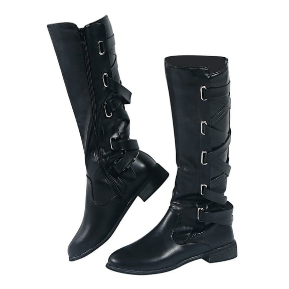 asdoklhq Womens Waterproof Work Boots, Large Size Boots Women Autumn Long Tube Lace Up Thick Heel Shoes Boots