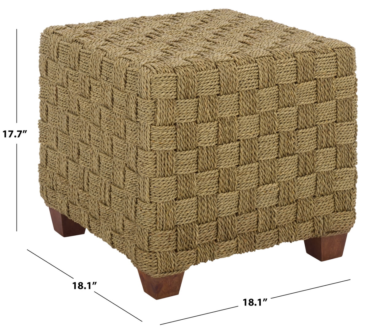 Safavieh Couture Norabelle Square Woven Seagrass Ottoman, Natural