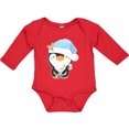 thumbnail image 3 of Inktastic Cute Christmas Penguin in Blue Hat Boys or Girls Long Sleeve Baby Bodysuit, 3 of 5