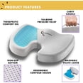 thumbnail image 2 of Large seat cushion with handle and anti-slip bottom, large gel memory foam seat cushion - orthopedic gel & memory foam - tailbone pad for tailbone pain - sciatica & back pain relief (gray), 2 of 4