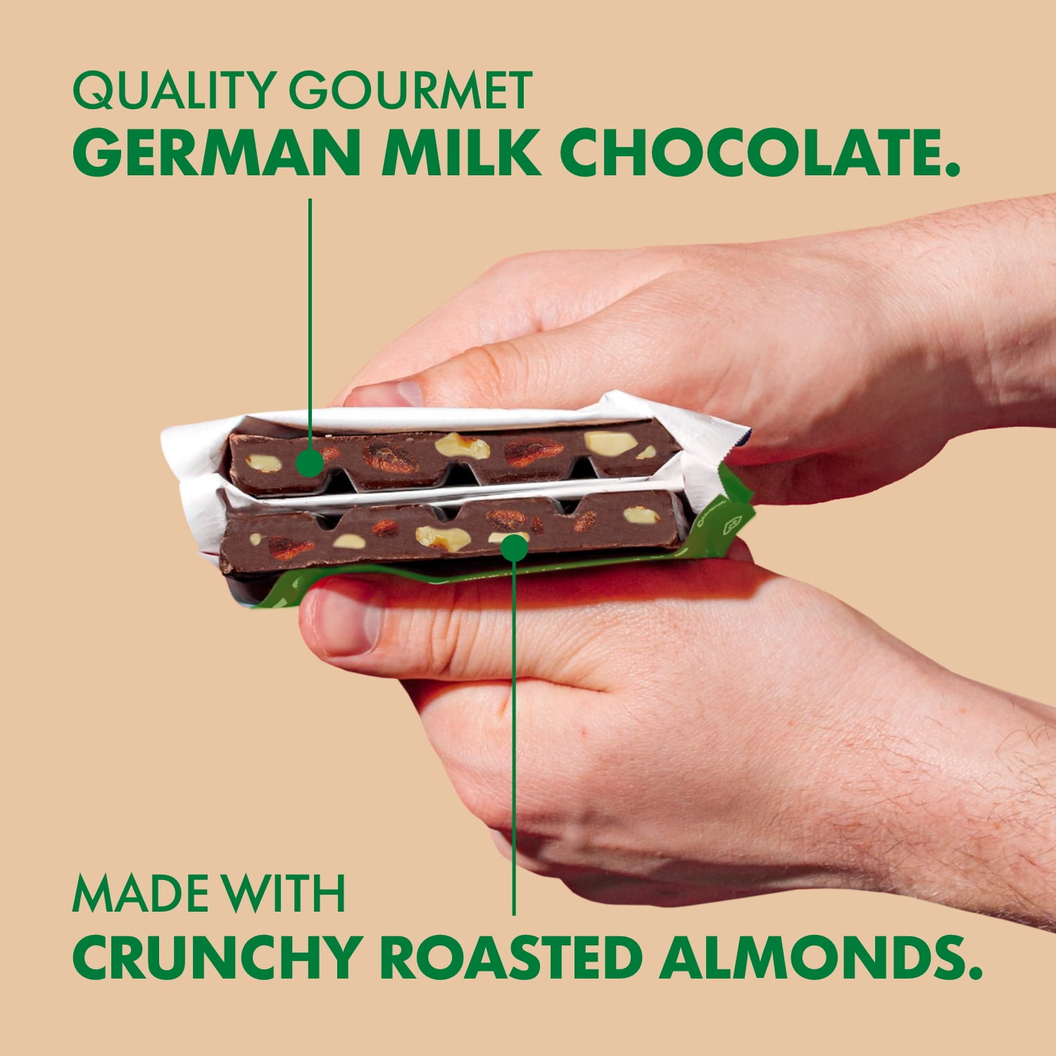 (2 pack) Ritter Sport Milk Chocolate Candy Bar with Crunchy Whole Almonds – Authentic German Chocolate, Wrapped, 3.5 oz