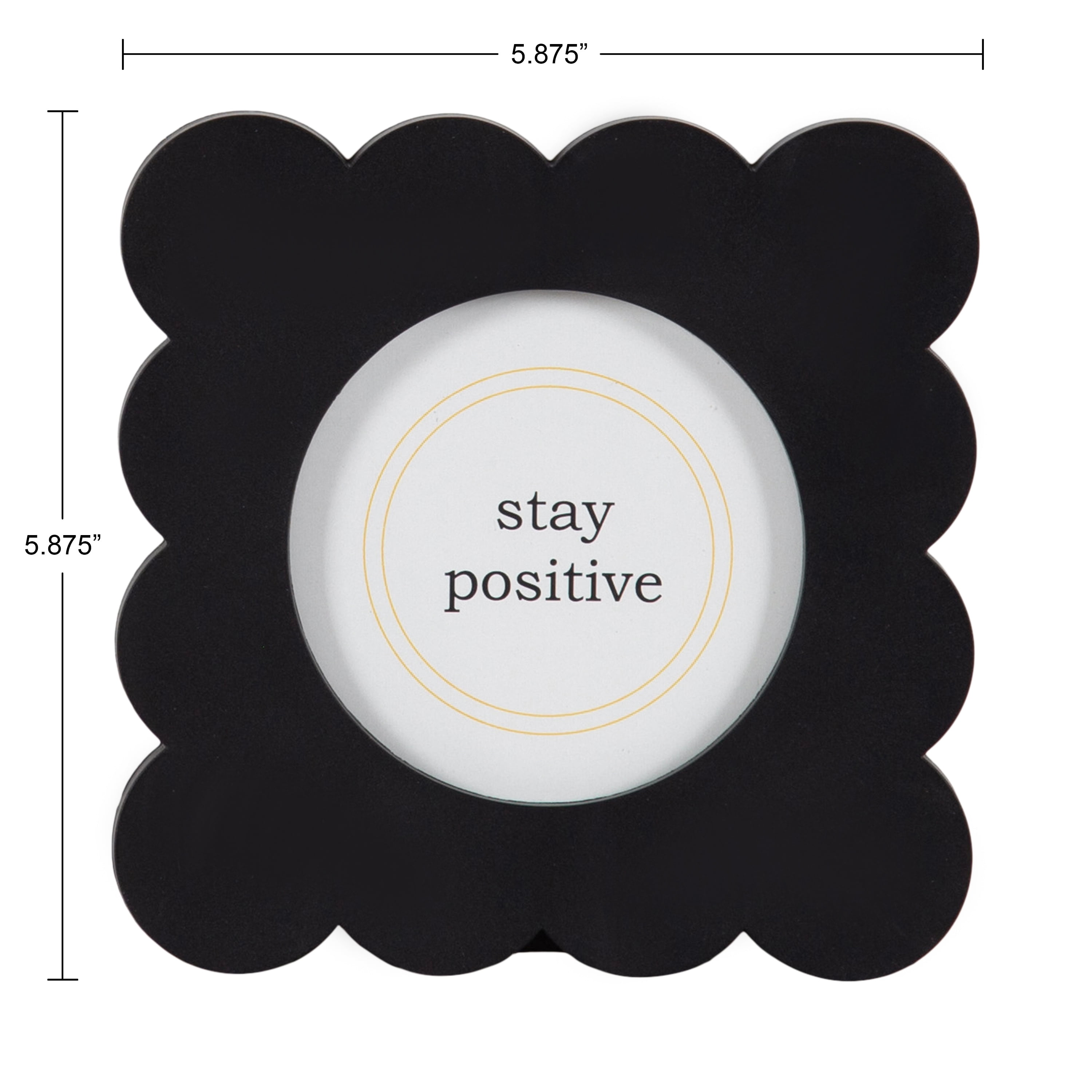 DesignOvation 4x4 Scalloped Black Decorative Tabletop Picture Frame