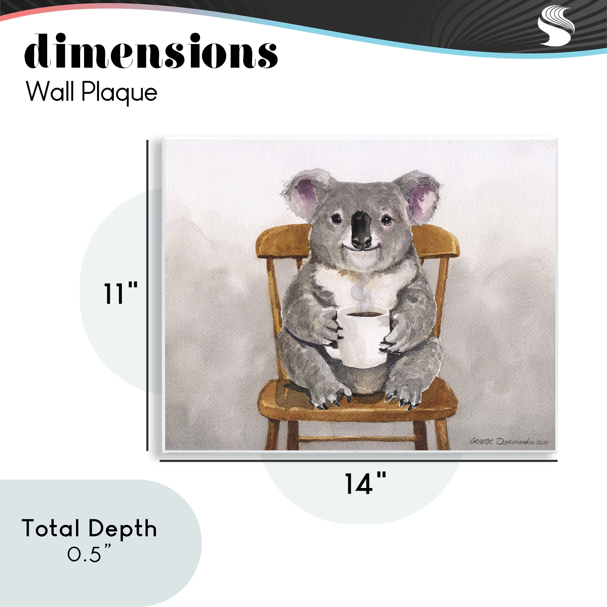 Stupell Industries Koala with Coffee Mug Wall Plaque Art, design by George Dyachenko