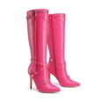 thumbnail image 3 of DREAM PAIRS Women's Metallic Stiletto Heeled Knee High Boots Sexy Fashion Pointed Toe Dress Boots with Stud and Zipper Tassel, 3 of 7