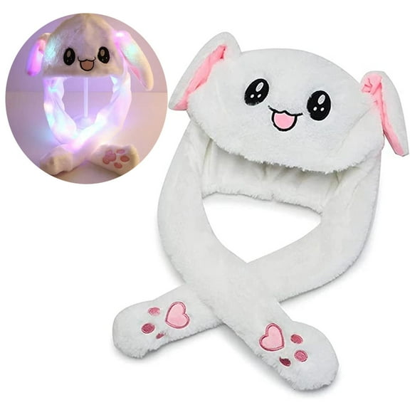 SNNROO Cute Bunny Hat with Moving Ears Funny Rabbit Hat Soft Jumping Animal Hat for Women Kids Party Christmas Gift