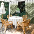 thumbnail image 3 of Outdoor Curtains for Patio Waterproof Sage Green Ocean Waves Indoor/Outdoor Curtain Tiebacks OmbreAbstract Art Stripes Privacy Sun Block Grommet Drapes for Pergolas Gazebo Porch 2 Panel 54x108 Inch, 3 of 9