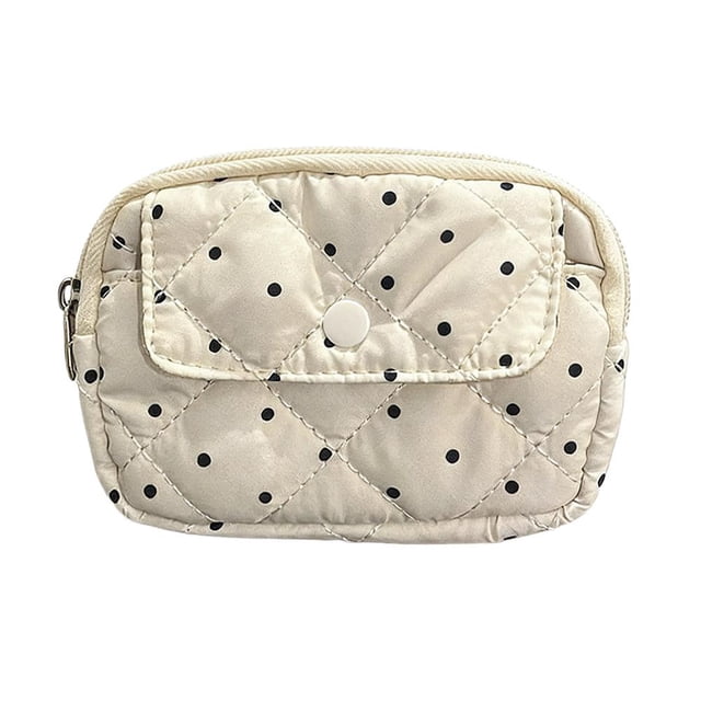 Vintage Retro Style Ccd Camera Pouch Daily Essentials Organizer Cute Aesthetic Design Quilted Mini Organizer Double Layer Storage Portable Small Polka Dot Coin Purse