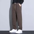 thumbnail image 2 of SSAAVKUY Men's Baggy Pants Tie Front Drawstring Waist Corduroy Pants Casual Loose Straight Leg Pants Trousers Brown 4, 2 of 3