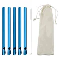 thumbnail image 1 of 7 Pcs Paille Réutilisable en Acier Inoxydable Doré Perle Milkshake Paille à Thé avec Sac Brosse Cuillère à Smoothie Paille en Forme Bleu, 1 of 6