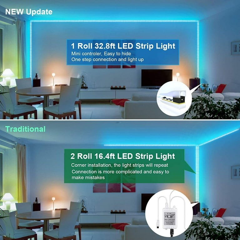 LED Lights for Bedroom, LED Strip Light RGB 5050 LED Lights Bedroom, Room, Kitchen, Home Decor DIY Color LED Light Strip Kit Remote - Walmart.com