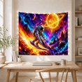 thumbnail image 5 of Astronaut Over a Fiery Wave Beneath a Ringed Planet, Adventurous Surreal for Space Lovers, Galactic Wall Art, Birthday Gift, Tapestry Wall Hanging for Gaming Room and Studio, 5 of 7