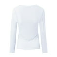 thumbnail image 5 of Tittly Basic Tees T Shirts for Women Women's Spring And Summer Pure Color Stripes High Elastic Long Sleeved Undershirt Top Womens Long Sleeve Tops Tshirts Shirts White M, 5 of 5