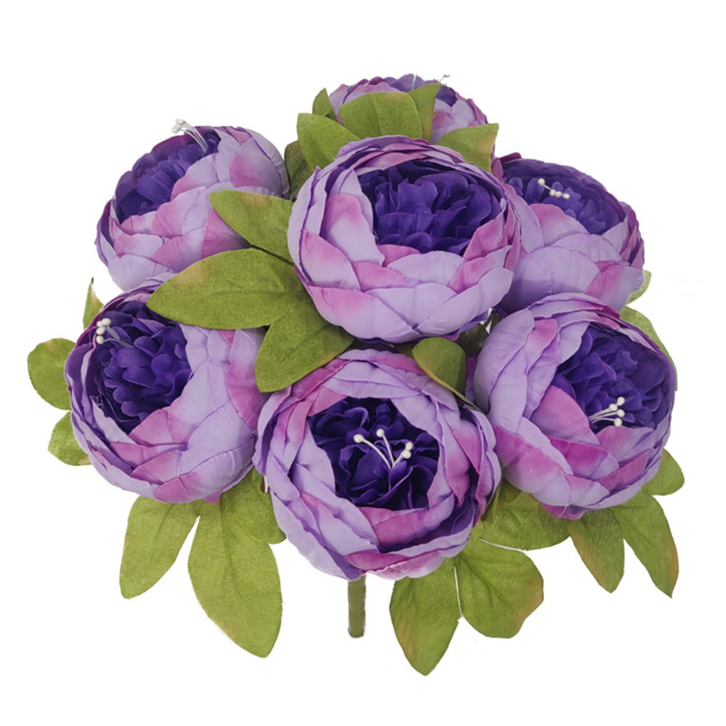 5 Heads Beautiful Rose Peony Artificial Silk Flowers Small Bouquet Home Decor 