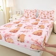 thumbnail image 4 of Erosebridal Cartoon Capybara Bed Sheets For Kids,Pink Cherry Blossom King Sheets For Cute Animals Lover 4-Piece, 4 of 6