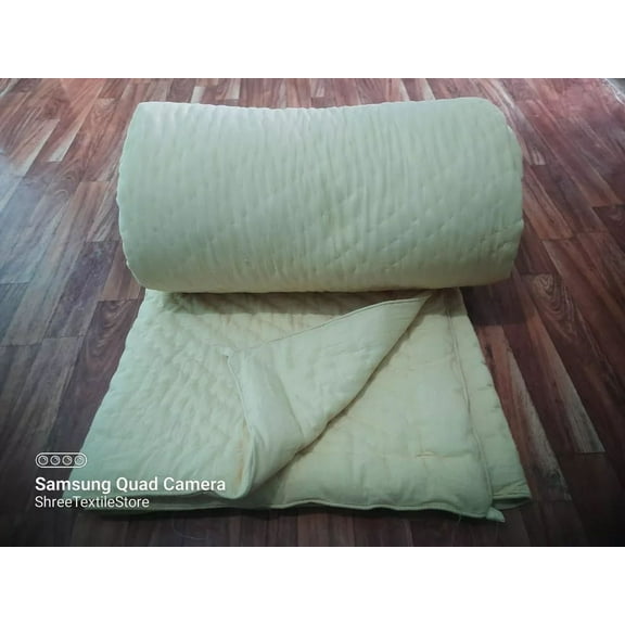 Shree24 Quilted Reversible Twin Size Quilt, Solid -Color Floral