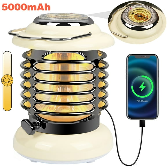 LED Rechargeable Camping Lantern, 1000LM 5000mAh Battery Powered Camping Light Essential with Compass, Lantern Flashlight for Hiking, Camping, Repairing and Emergency Lighting