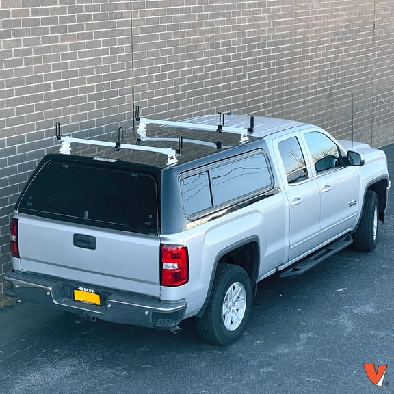 Vantech GFY Heavy Duty 2 Bar Ladder Roof Rack Fits: Truck Toppers/Camper Shell (White)